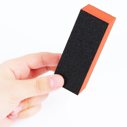 4-Way Nail Buffer and File Set - 10 Pcs Sponge Sanding Blocks for Manicure, Pedicure, and Salon Use (Black Red)