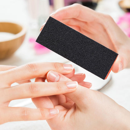 4-Way Nail Buffer and File Set - 10 Pcs Sponge Sanding Blocks for Manicure, Pedicure, and Salon Use (Black Red)