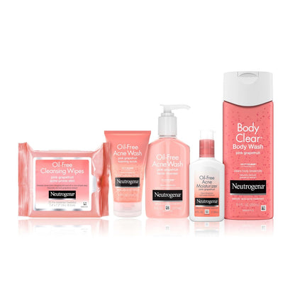 Neutrogena Oil Free Acne Moisturizer with 0.5% Salicylic Acid, Pink Grapefruit Face Lotion for Breakouts, Non-Greasy & Non-Comedogenic, 4 fl. oz