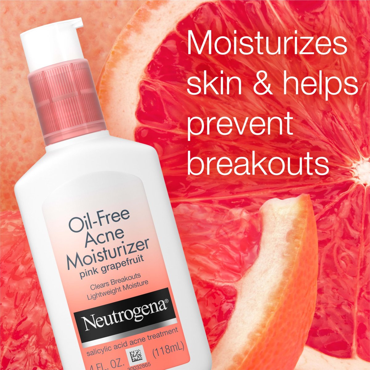 Neutrogena Oil Free Acne Moisturizer with 0.5% Salicylic Acid, Pink Grapefruit Face Lotion for Breakouts, Non-Greasy & Non-Comedogenic, 4 fl. oz - görsel 3