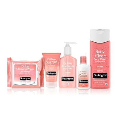 Neutrogena Oil Free Acne Moisturizer with 0.5% Salicylic Acid, Pink Grapefruit Face Lotion for Breakouts, Non-Greasy & Non-Comedogenic, 4 fl. oz