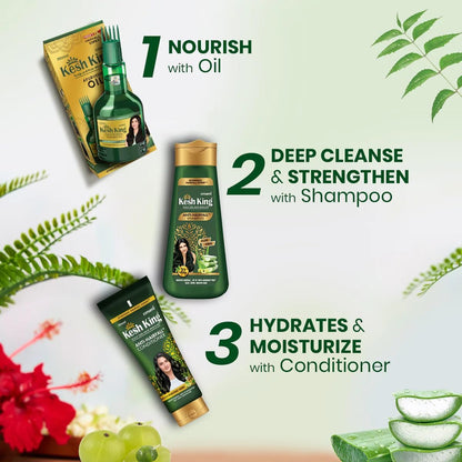 KESH KING Anti Hairfall Shampoo – 21 Ayurvedic Herbs & Aloe Vera for Healthy, Nourished Scalp & Shiny, Smooth Hair (6.76 Fl Oz/200ml)