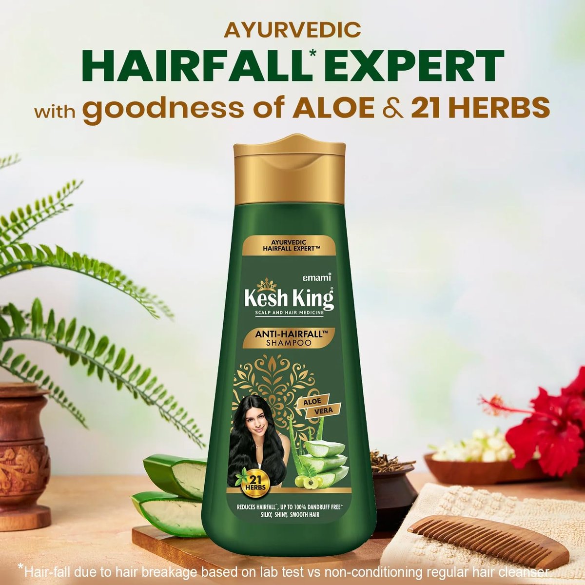 KESH KING Anti Hairfall Shampoo – 21 Ayurvedic Herbs & Aloe Vera for Healthy, Nourished Scalp & Shiny, Smooth Hair (6.76 Fl Oz/200ml) - görsel 5