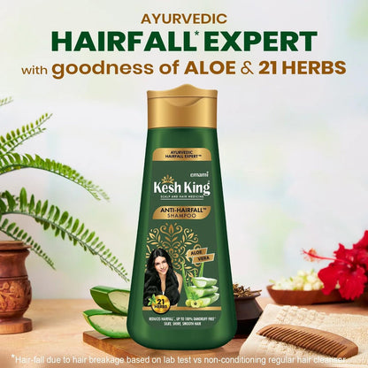 KESH KING Anti Hairfall Shampoo – 21 Ayurvedic Herbs & Aloe Vera for Healthy, Nourished Scalp & Shiny, Smooth Hair (6.76 Fl Oz/200ml)