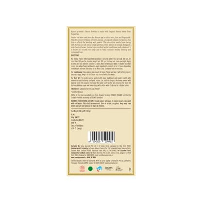 Kama Ayurveda 100% Organic Henna Powder - Natural Hair Color & Conditioner (100g)