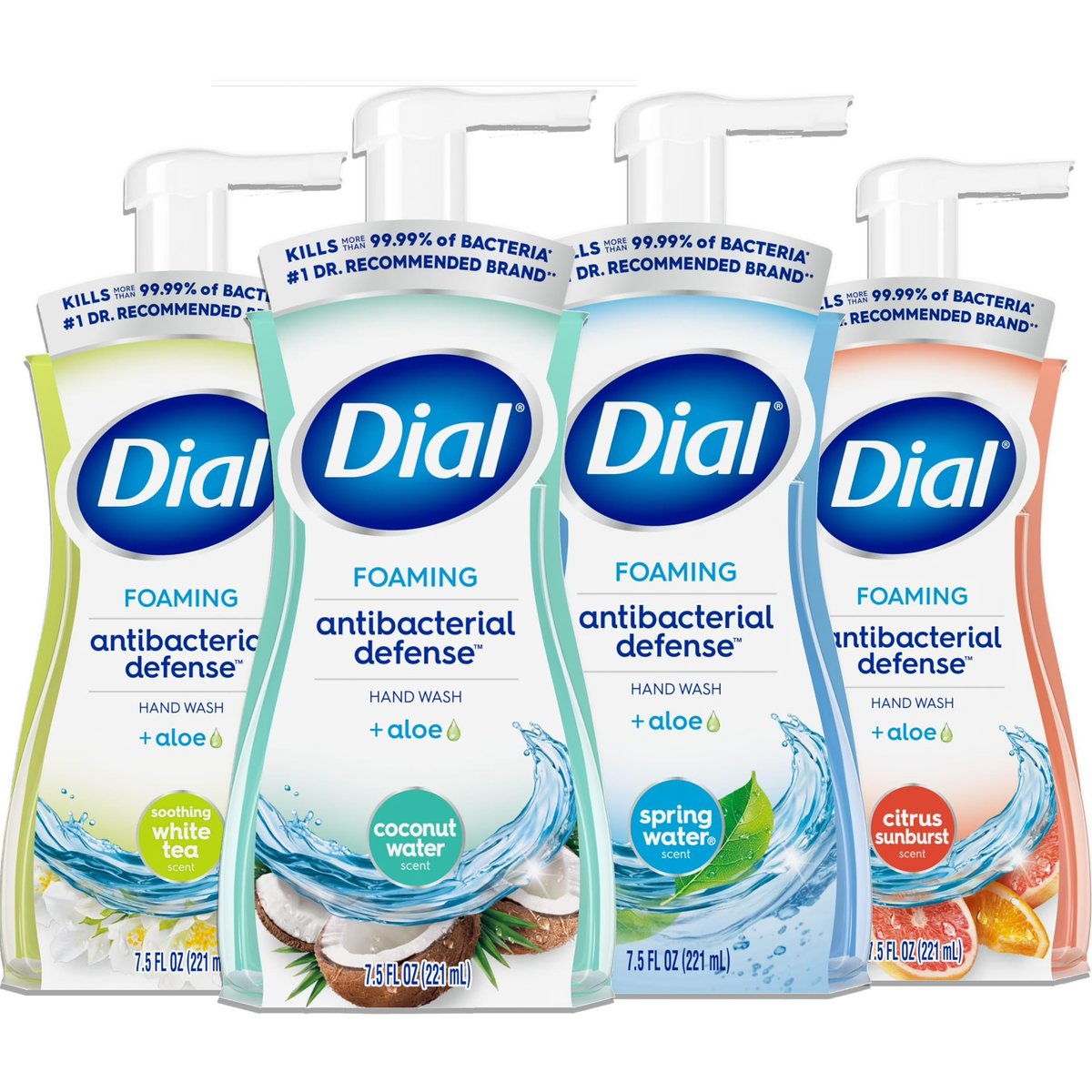 Dial Complete Foaming Anti-Bacterial Hand Wash Variety 4-Pack - Assorted Scents, 7.5 oz Each Avelisse