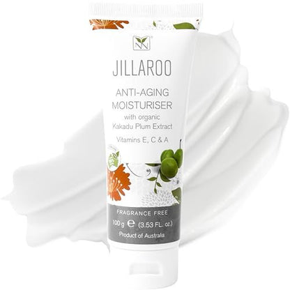 Jillaroo Natural Face Moisturizer with Kakadu Plum, Vitamins A, C, E & Antioxidants – 100g Face Cream for Dry Skin by Y-Not Natural