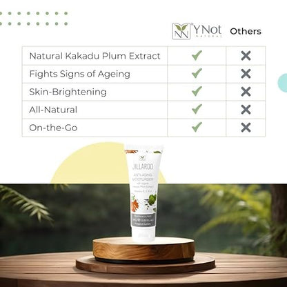 Jillaroo Natural Face Moisturizer with Kakadu Plum, Vitamins A, C, E & Antioxidants – 100g Face Cream for Dry Skin by Y-Not Natural