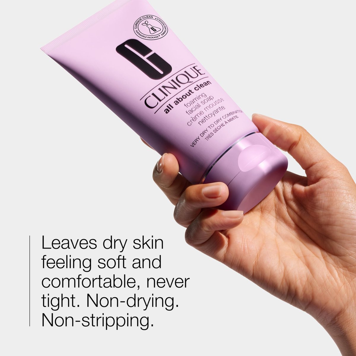 Clinique All About Clean Foaming Face Wash for Very Dry to Dry Combination Skin, 5 Fl Oz - Gentle Cleanser with Hyaluronic Acid & Glycerin - görsel 3