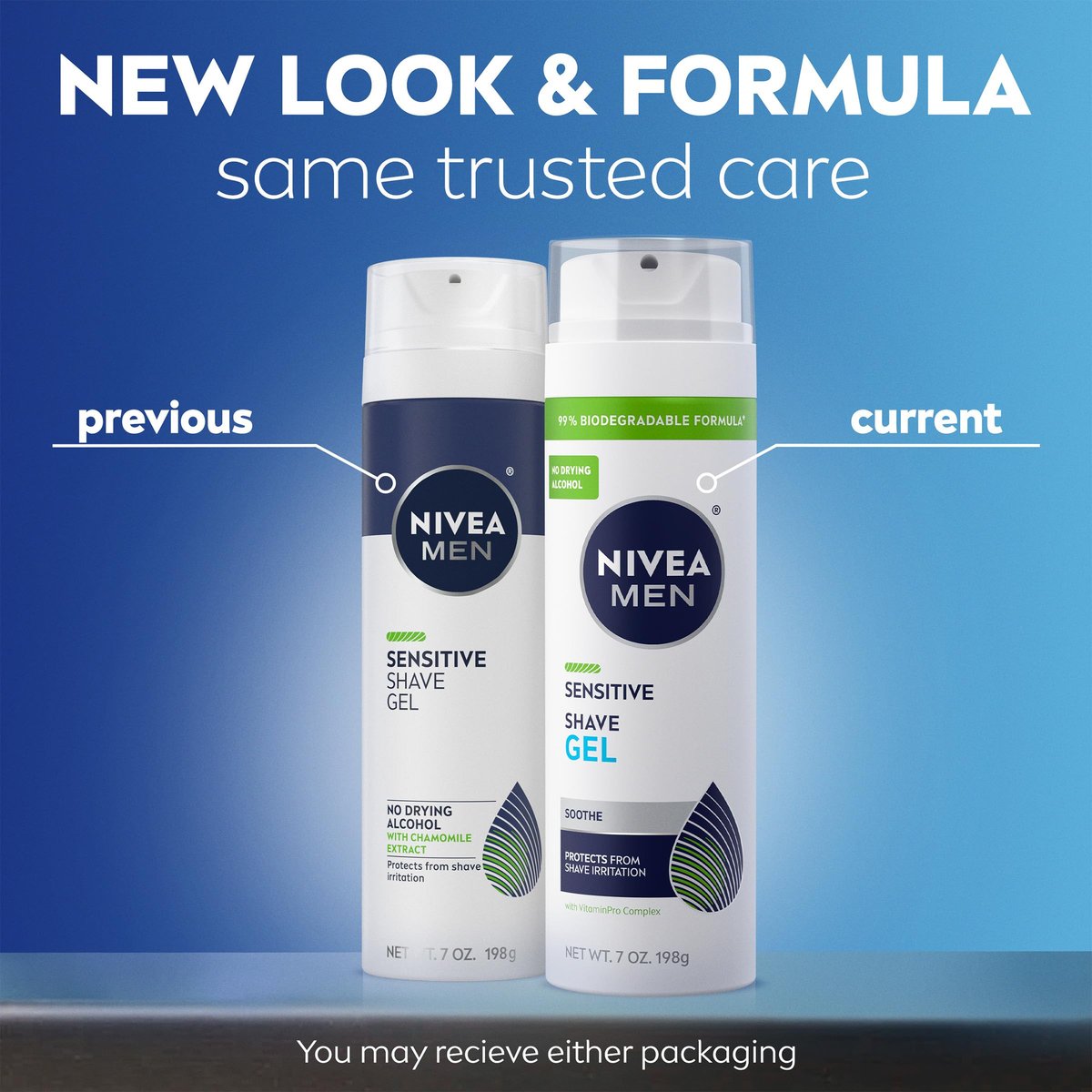 NIVEA MEN Sensitive Shave Gel for Men with Sensitive Skin, Enriched with VitaminPro Complex, 7 oz Can, Pack of 3 Avelisse