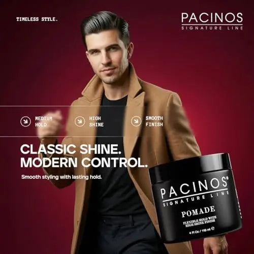 Pacinos Pomade - Flexible Hold, Frizz Control - High Shine Pomade for All Hair Types - 4oz Avelisse