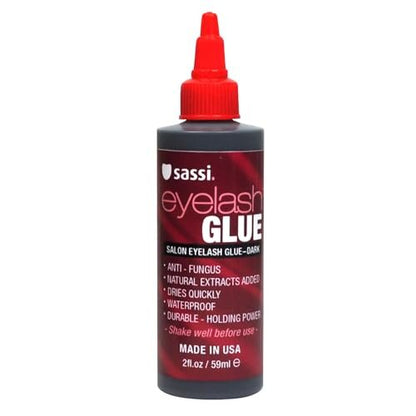 Sassi Eyelash Glue Dark 2oz – Quick-Drying, Waterproof, Long-Lasting Lash Adhesive with Natural Extracts | Made in USA