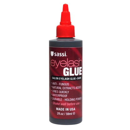 Sassi Eyelash Glue Dark 2oz – Quick-Drying, Waterproof, Long-Lasting Lash Adhesive with Natural Extracts | Made in USA