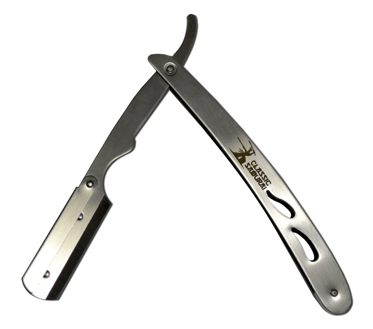 Classic Samurai CS-102 Stainless Steel Professional Barber Straight Edge Razor with 100 Lord Single Edge Razor Blades (Silver, 101 Piece Set) Avelisse