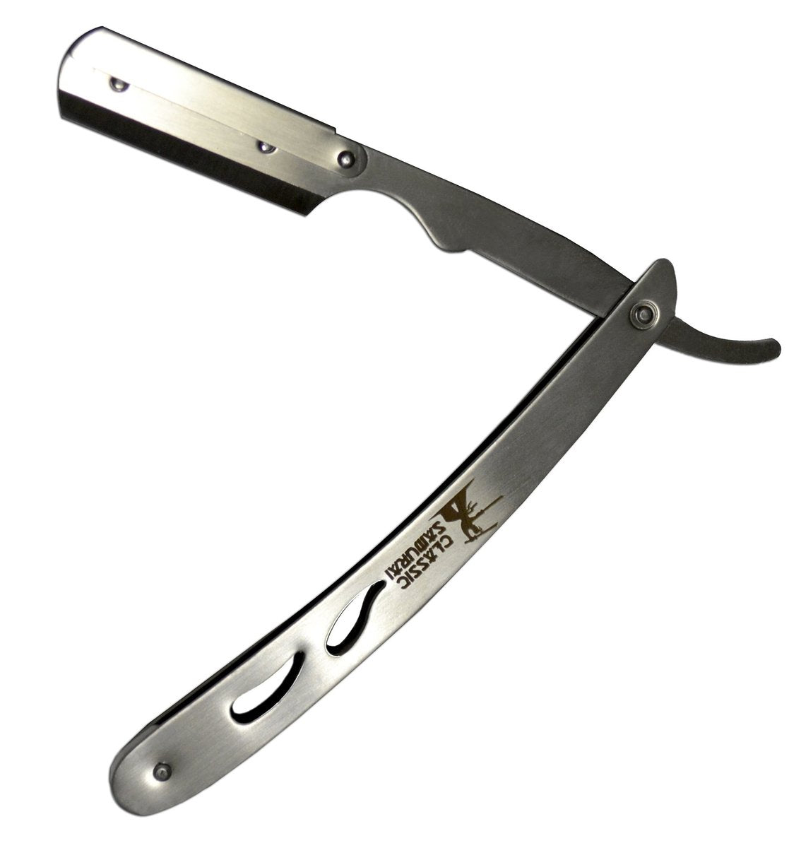 Classic Samurai CS-102 Stainless Steel Professional Barber Straight Edge Razor with 100 Lord Single Edge Razor Blades (Silver, 101 Piece Set) Avelisse