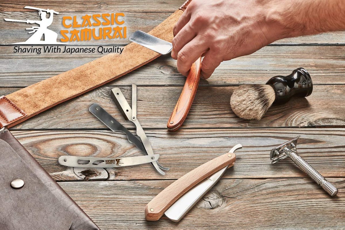 Classic Samurai CS-102 Stainless Steel Professional Barber Straight Edge Razor with 100 Lord Single Edge Razor Blades (Silver, 101 Piece Set) Avelisse