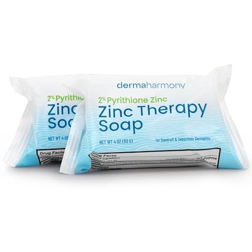 Dermaharmony 2% Pyrithione Zinc Bar Soap (Set of 2) – 4 oz Each – For Seborrheic Dermatitis, Dandruff & Skin Conditions Avelisse