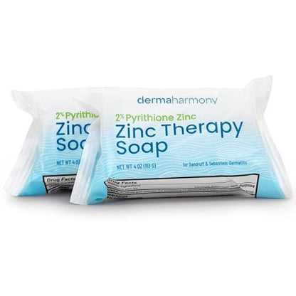 Dermaharmony 2% Pyrithione Zinc Bar Soap (Set of 2) – 4 oz Each – For Seborrheic Dermatitis, Dandruff & Skin Conditions Avelisse
