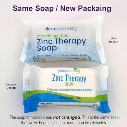 Dermaharmony 2% Pyrithione Zinc Bar Soap (Set of 2) – 4 oz Each – For Seborrheic Dermatitis, Dandruff & Skin Conditions Avelisse