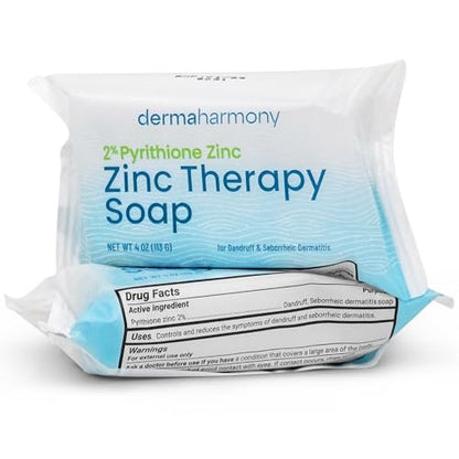 Dermaharmony 2% Pyrithione Zinc Bar Soap (Set of 2) – 4 oz Each – For Seborrheic Dermatitis, Dandruff & Skin Conditions Avelisse