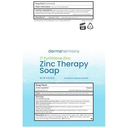 Dermaharmony 2% Pyrithione Zinc Bar Soap (Set of 2) – 4 oz Each – For Seborrheic Dermatitis, Dandruff & Skin Conditions Avelisse