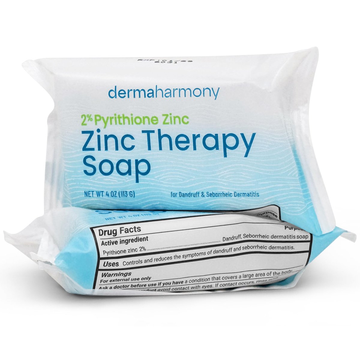 Dermaharmony 2% Pyrithione Zinc Bar Soap (Set of 2) – 4 oz Each – For Seborrheic Dermatitis, Dandruff & Skin Conditions Avelisse