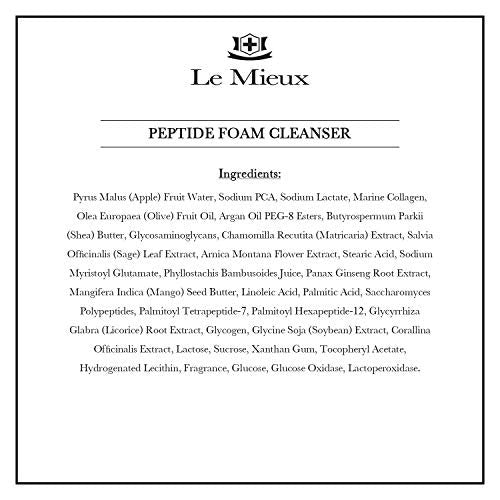 Le Mieux Peptide Foam Cleanser - Age Defying Face Wash with Marine Collagen & 3 Peptides for Glowing Skin, Foaming Cleanser for Dry Skin, 6 oz Avelisse