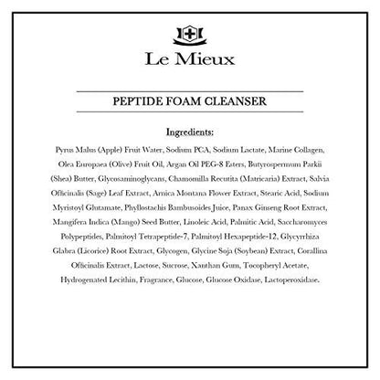 Le Mieux Peptide Foam Cleanser - Age Defying Face Wash with Marine Collagen & 3 Peptides for Glowing Skin, Foaming Cleanser for Dry Skin, 6 oz Avelisse