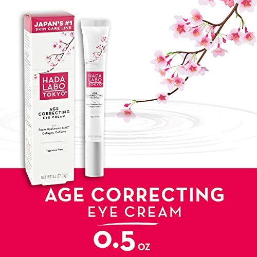 Hada Labo Tokyo Age Correcting Eye Cream – Anti-Aging with Super Hyaluronic Acid, Collagen & Caffeine – Reduces Wrinkles, Dark Circles & Puffiness – Lift, Firm & Brighten – 0.5 oz Avelisse