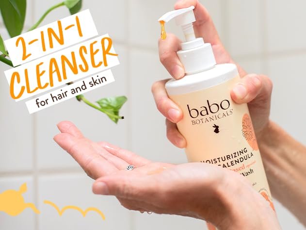 Babo Botanicals Moisturizing Oat & Calendula 2-in-1 Shampoo & Wash for Dry or Sensitive Skin, Lightly Scented, Vegan, 16 Fl Oz - görsel 5
