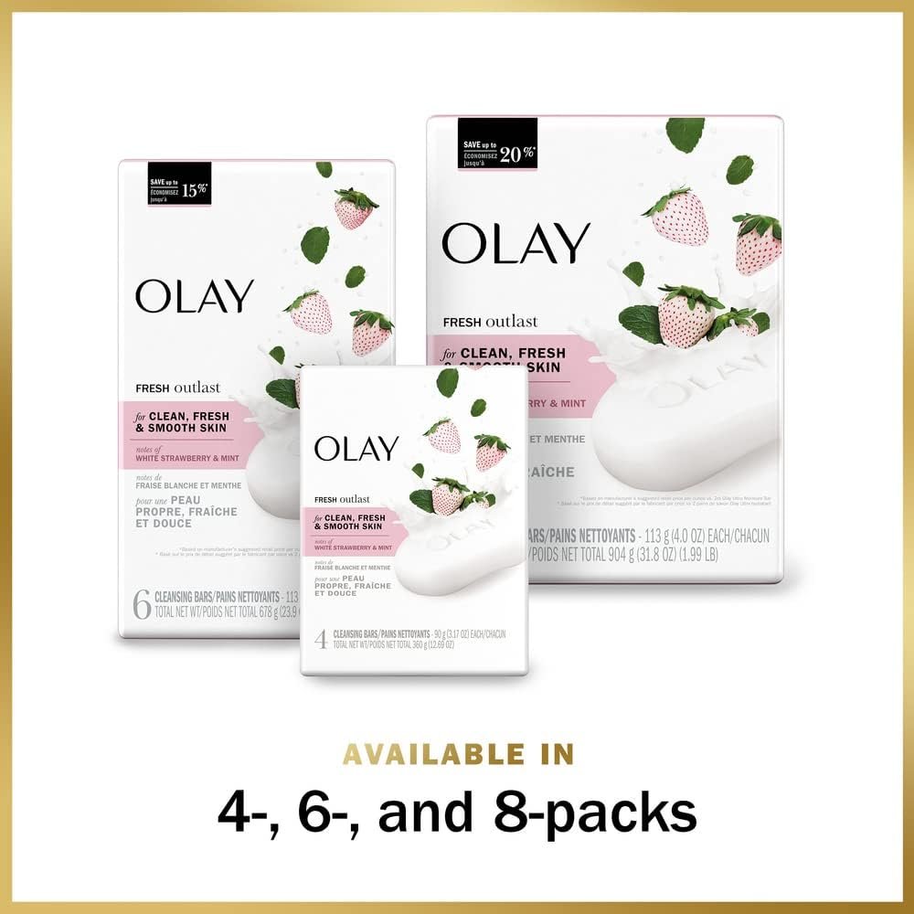 Olay Fresh Outlast Bar Soap, 3.17 oz (4-Pack) - Long-Lasting Freshness - görsel 10