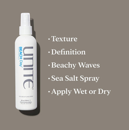 UNITE Hair BEACH Day Natural Sea Salt Spray – Tousled Texture, Thickness, Definition, Waves – 8 oz Avelisse