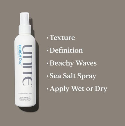 UNITE Hair BEACH Day Natural Sea Salt Spray – Tousled Texture, Thickness, Definition, Waves – 8 oz Avelisse