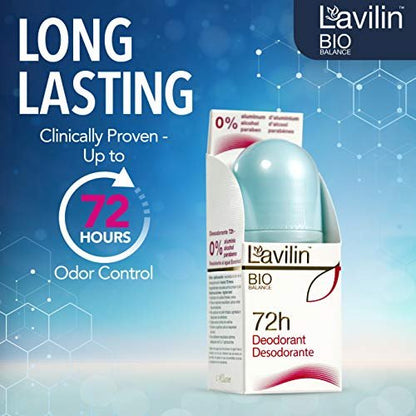 LAVILIN Roll On Deodorant - Aluminum Free, 72 Hour Odor Protection for Sensitive Skin - 2 oz