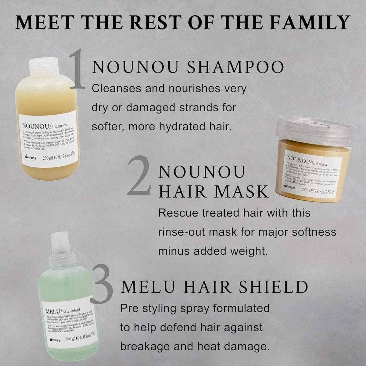 Davines NOUNOU Hair Mask – Restorative Treatment for Damaged, Chemically Treated Hair with Tomato Extract, 8.45 Fl Oz Avelisse