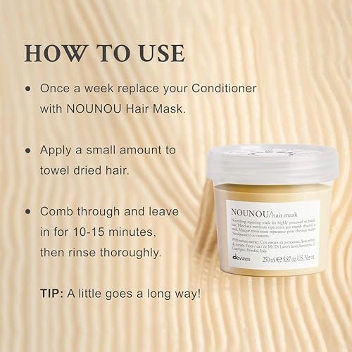 Davines NOUNOU Hair Mask – Restorative Treatment for Damaged, Chemically Treated Hair with Tomato Extract, 8.45 Fl Oz Avelisse