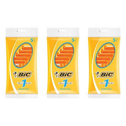 BIC Sensitive Skin Razor Blade Refills, 3-Pack of 5 Cartridges (Total 15 Blades)