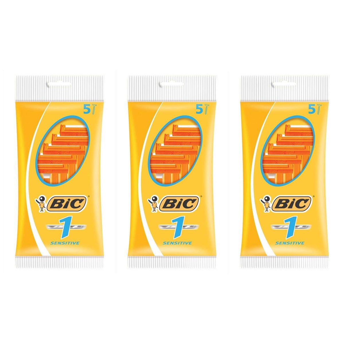 BIC Sensitive Skin Razor Blade Refills, 3-Pack of 5 Cartridges (Total 15 Blades) - görsel 1