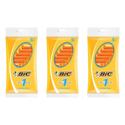 BIC Sensitive Skin Razor Blade Refills, 3-Pack of 5 Cartridges (Total 15 Blades)