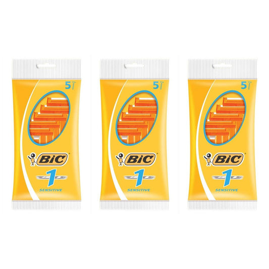 BIC Sensitive Skin Razor Blade Refills, 3-Pack of 5 Cartridges (Total 15 Blades)