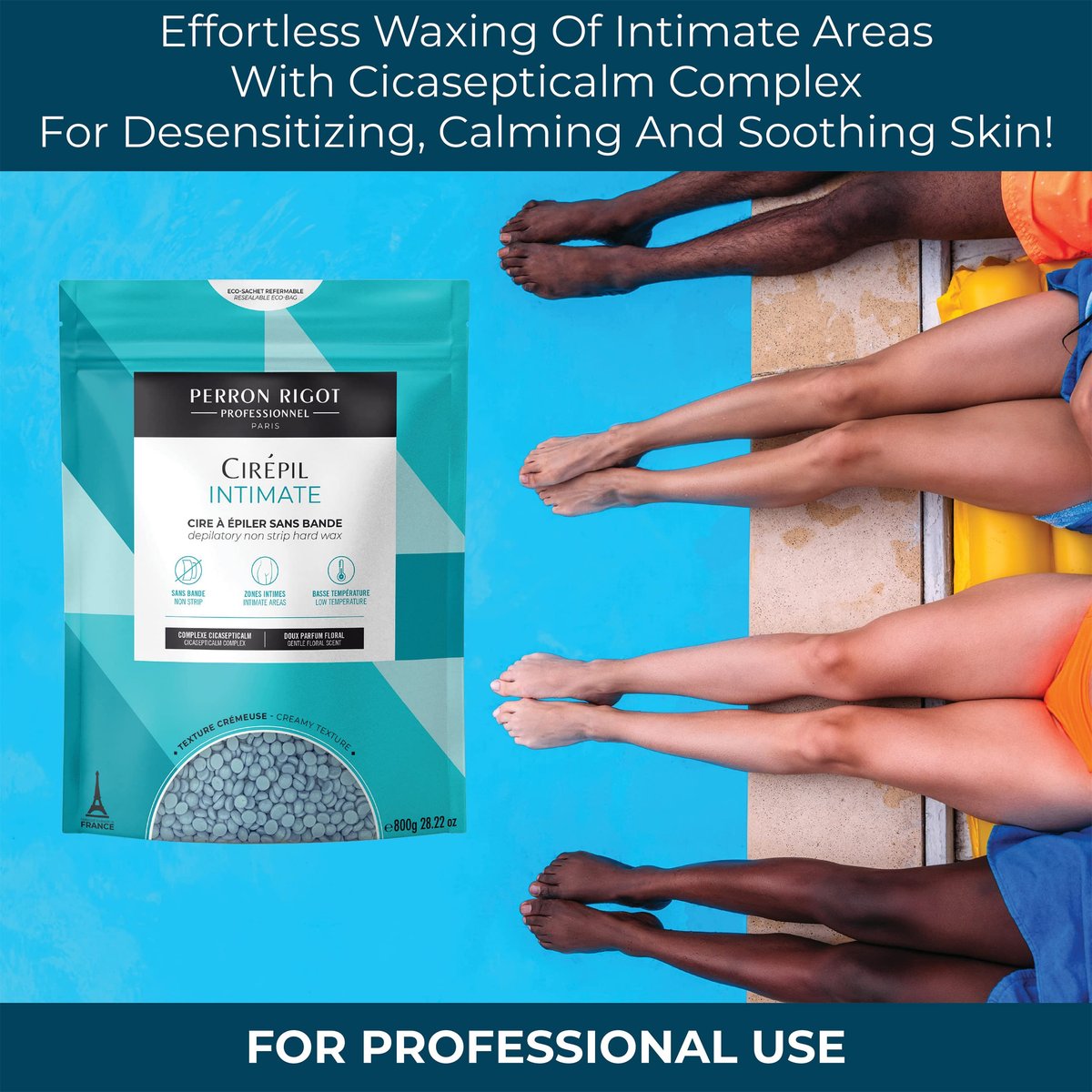 Cirepil Intimate Hard Wax Beads – 800g / 28.22 oz with Cicasepticalm & Coconut Oil – Specialized for Brazilian & Bikini Waxing – Creamy Anti-Bump Hair Removal for Sensitive Areas – Refill Bag Avelisse