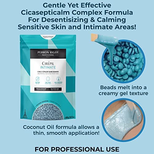 Cirepil Intimate Hard Wax Beads – 800g / 28.22 oz with Cicasepticalm & Coconut Oil – Specialized for Brazilian & Bikini Waxing – Creamy Anti-Bump Hair Removal for Sensitive Areas – Refill Bag Avelisse