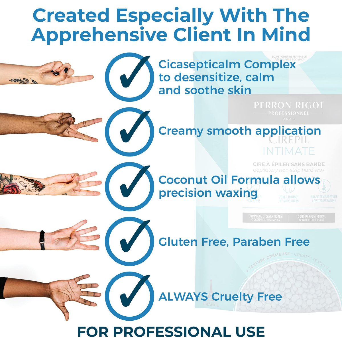 Cirepil Intimate Hard Wax Beads – 800g / 28.22 oz with Cicasepticalm & Coconut Oil – Specialized for Brazilian & Bikini Waxing – Creamy Anti-Bump Hair Removal for Sensitive Areas – Refill Bag Avelisse