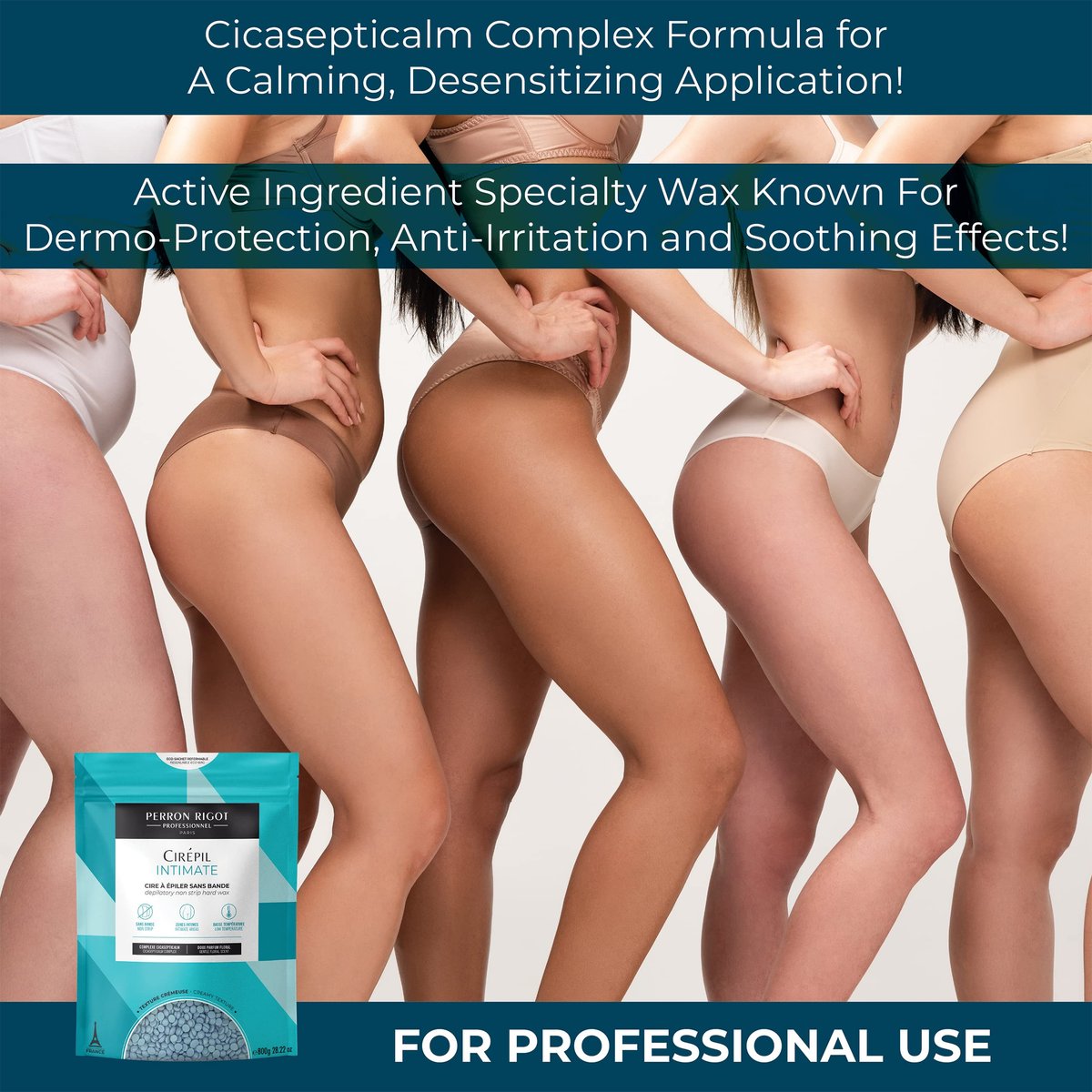 Cirepil Intimate Hard Wax Beads – 800g / 28.22 oz with Cicasepticalm & Coconut Oil – Specialized for Brazilian & Bikini Waxing – Creamy Anti-Bump Hair Removal for Sensitive Areas – Refill Bag Avelisse