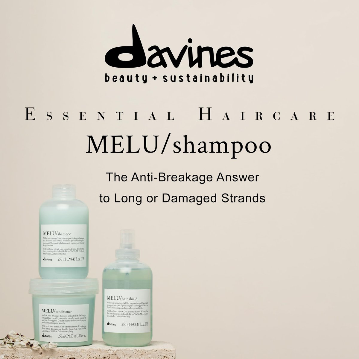 Davines MELU Shampoo, Elasticizing Anti-Breakage Gentle Cleansing Action for Long or Damaged Hair - 8.45 Fl Oz - görsel 3