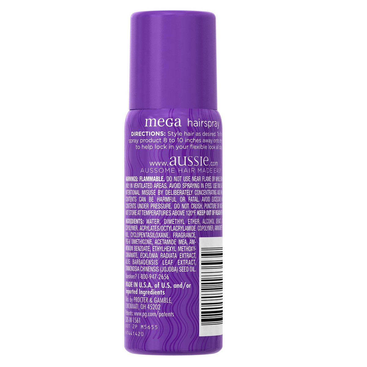 Aussie Mega Hairspray - 1.5 Fluid Ounce - Strong Hold, Flexible Finish - görsel 3