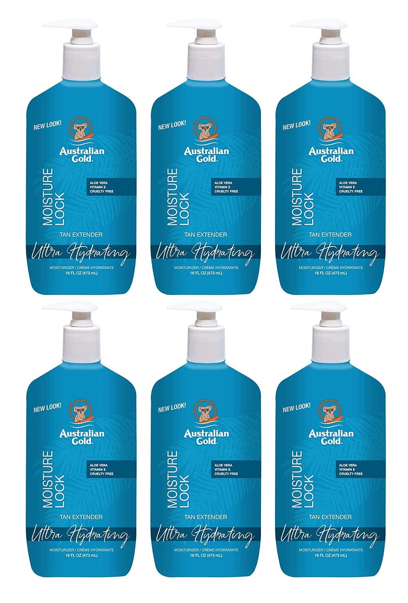Australian Gold Moist Lock Tan Extender 16 Ounce Pump (473ml) - 6 Pack Avelisse