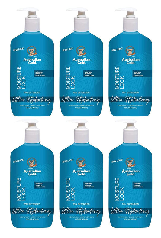 Australian Gold Moist Lock Tan Extender 16 Ounce Pump (473ml) - 6 Pack Avelisse
