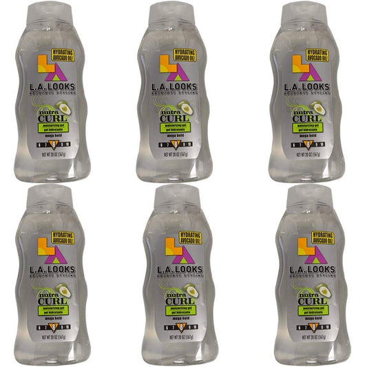 L.A. Looks Nutra Curl Mega Hold Gel 20 oz (6-Pack) – Professional Styling for Defined Curls