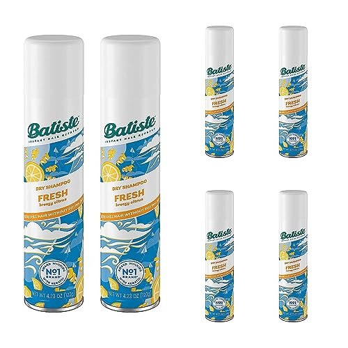 Batiste Dry Shampoo Fresh, Breezy Citrus Scent, Refreshes Hair Without Drying, 4.23 oz (Pack of 6) Avelisse